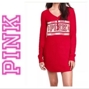 PINK VICTORIAS SECRET FAIR ISLE THERMAL SLEEP SHIRT SMALL